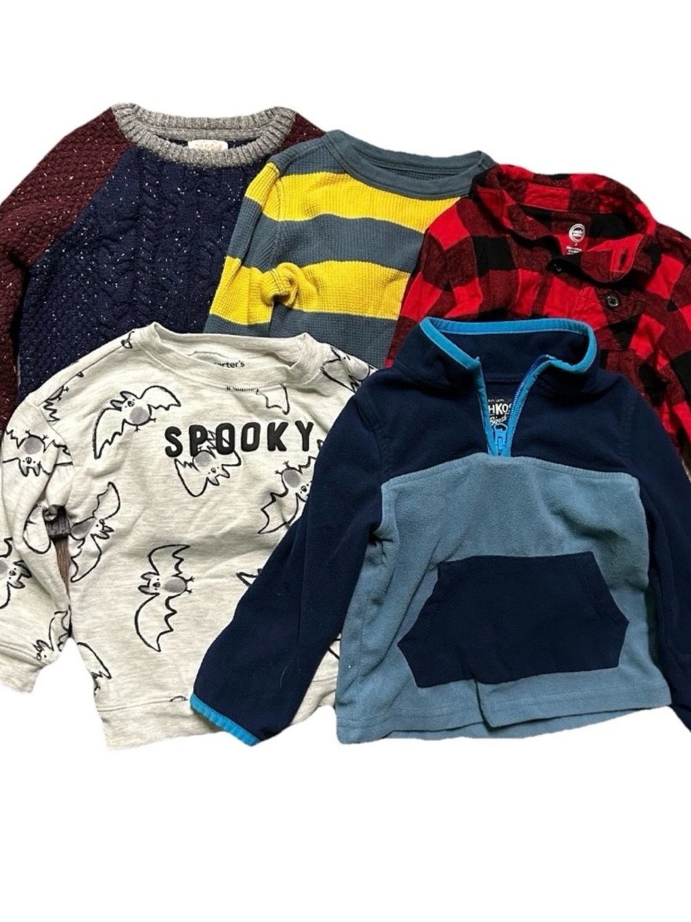 Toddler Boy Long Sleeve Shirts Winter 1/4 Zip Waffle Sweater Flannel Size 2T